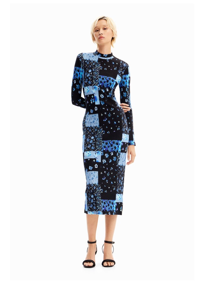 DESIGUAL فستان ميدي مضلع مزهر - Image 3