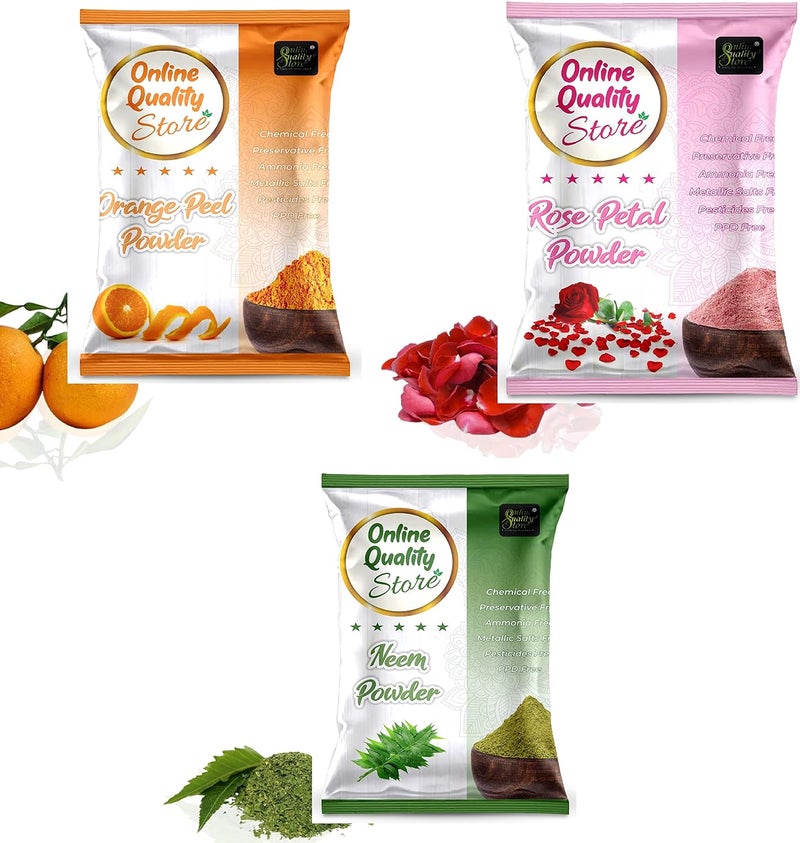 Online Quality Store Online Quality Store Organic Neem Leaves Powder 50g Rose Petals Powder 50g Orange Peel Powder50g 150g  - Image 1