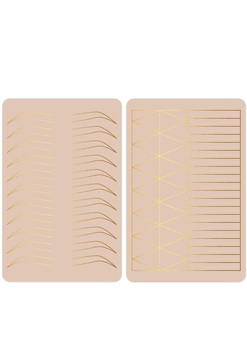 2 Pcs Inkless Double-Sided Microblading Practice Skins with Eyebrow Designs and Geometric Shapes for Permanent Makeup, Microshading, and Needling Training. - Image 1
