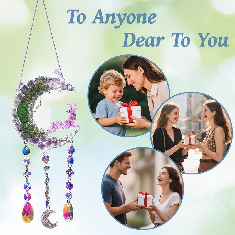 TUOKING Crystal Suncatchers for Window Purple Deer Dreamy Crystal Natural Stone Sun Catchers Rainbow Maker Ornament Gift Home Garden Decoration - Image 5