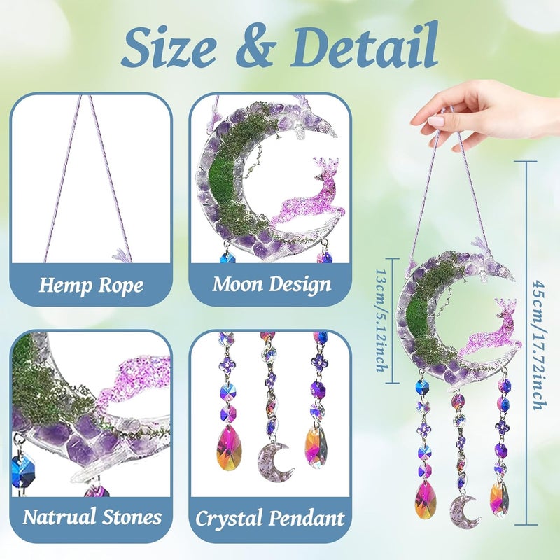 TUOKING Crystal Suncatchers for Window Purple Deer Dreamy Crystal Natural Stone Sun Catchers Rainbow Maker Ornament Gift Home Garden Decoration - Image 4
