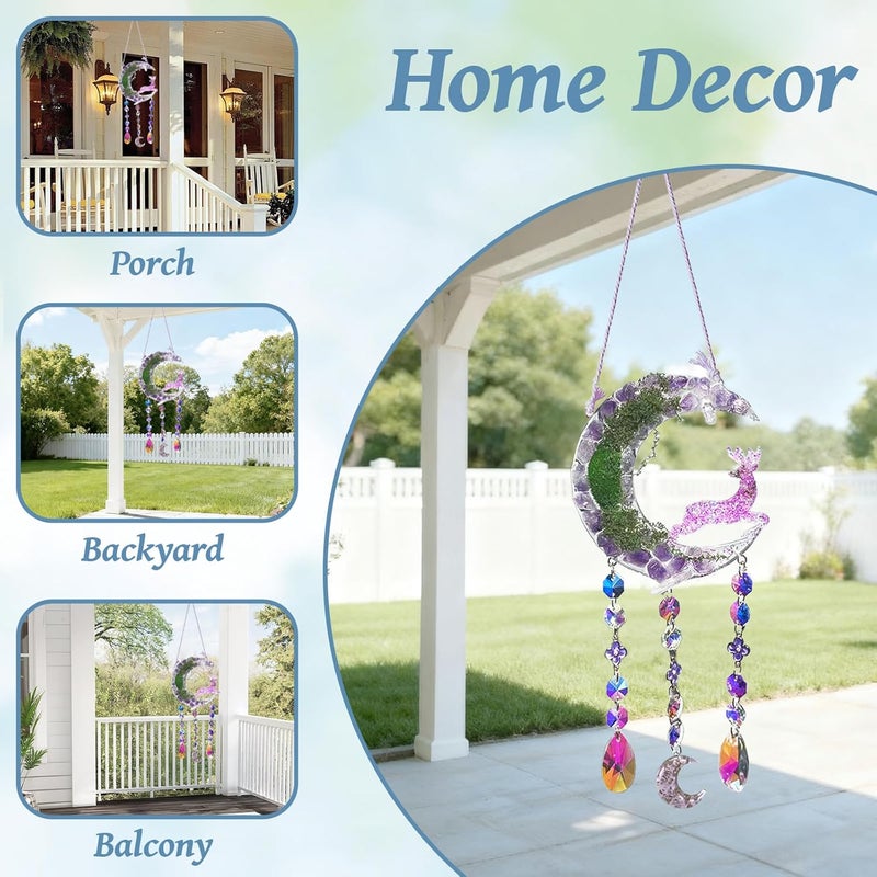 TUOKING Crystal Suncatchers for Window Purple Deer Dreamy Crystal Natural Stone Sun Catchers Rainbow Maker Ornament Gift Home Garden Decoration - Image 3
