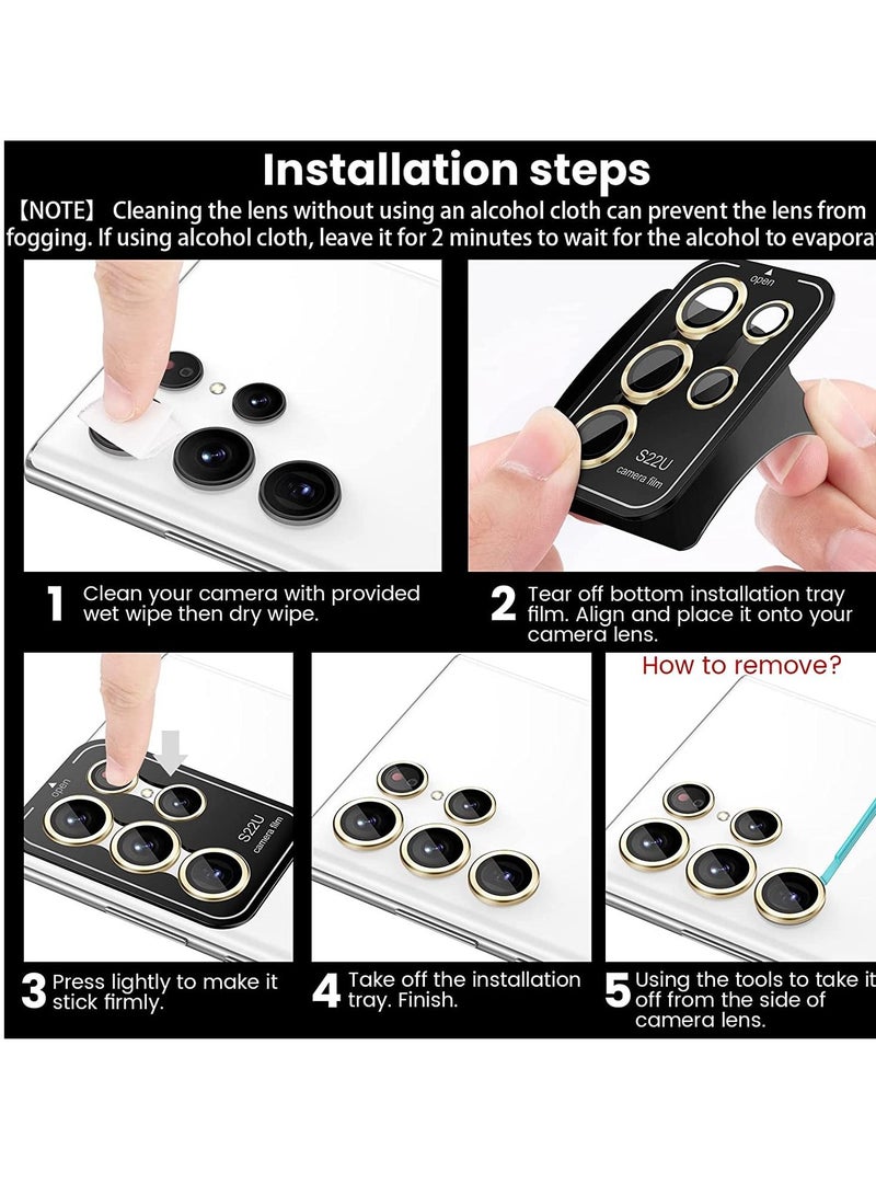 Phone Planet Camera Lens Tempered Glass Protector for Galaxy S22 Ultra, Aviation Aluminum Alloys Protection Cap Scratch Resistant Protector, Compatible with Galaxy S22 Ultra - Image 2