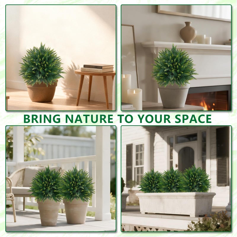 Grooy Artificial Cedar Topiary Trees with Ground Spike, 2 Pieces Fake Pine Shrubs Bushes, UV Resistant Faux Evergreen Cypress Tree Plants for Indoor Outdoor Planters Front Porch - Image 5