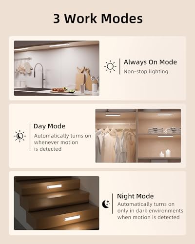 EZVALO 6-Pack Under Cabinet Lighting, 2000mAh Rechargeable Wireless Motion Sensor Lights, 62LEDs, 3 Color Temps, Dimmable, Timer, Magnetic, with Remote Control for Kitchen, Closet, Stair - Image 5