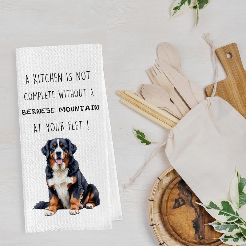 Geqtt Gqtt Bernese Mountain Dog Dish Towels Set - Funny Dog Gifts, Decorative Waffle Kitchen Towels, Hand Tea Towels (1624 Inches, Set of 2) - Image 4