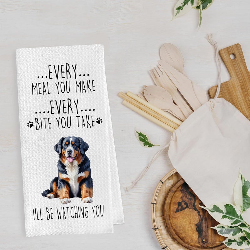 Geqtt Gqtt Bernese Mountain Dog Dish Towels Set - Funny Dog Gifts, Decorative Waffle Kitchen Towels, Hand Tea Towels (1624 Inches, Set of 2) - Image 3