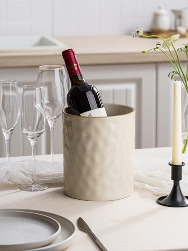 famiware Ocean Utensil Holder, 7.2"+5.8" Ceramic Kitchen Utensil Holder for Countertop, Cooking Utensil Crocks, Utensil Organizer for Spatula & Spoon, Kitchen Decor, Set of 2, Vanilla White - Image 4