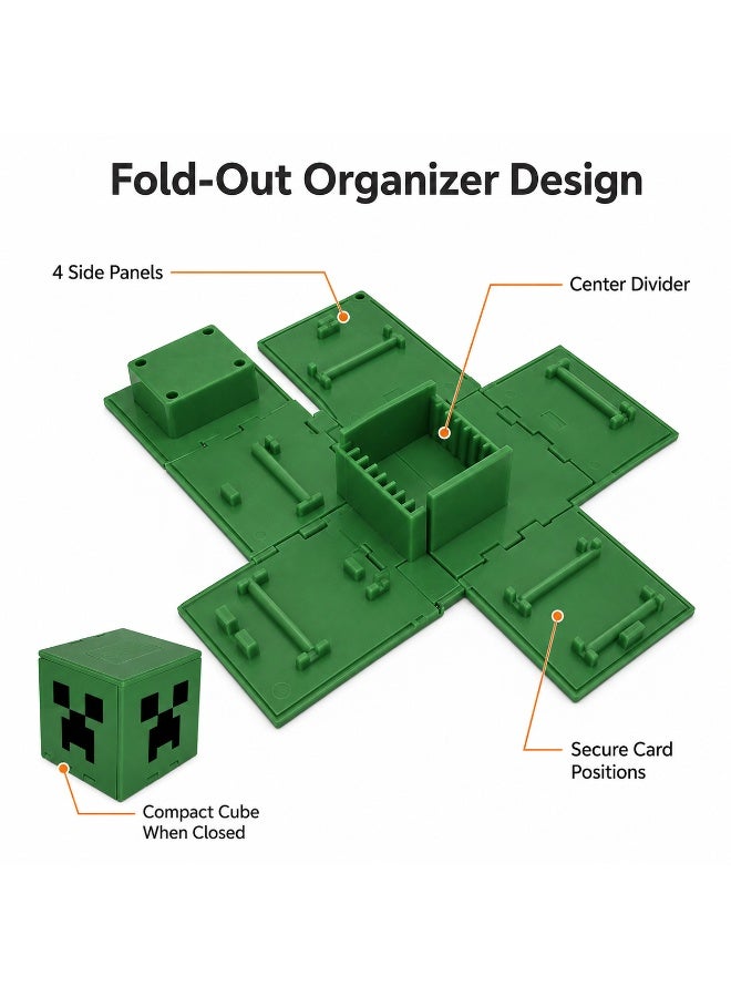 SRLIWHITE Game Card Case, Foldable Cube Cartridge Holder, 16 Slot Portable Organizer, Green Pixel Style Storage Box for Handheld Console Games (6.5 CM) - Image 3