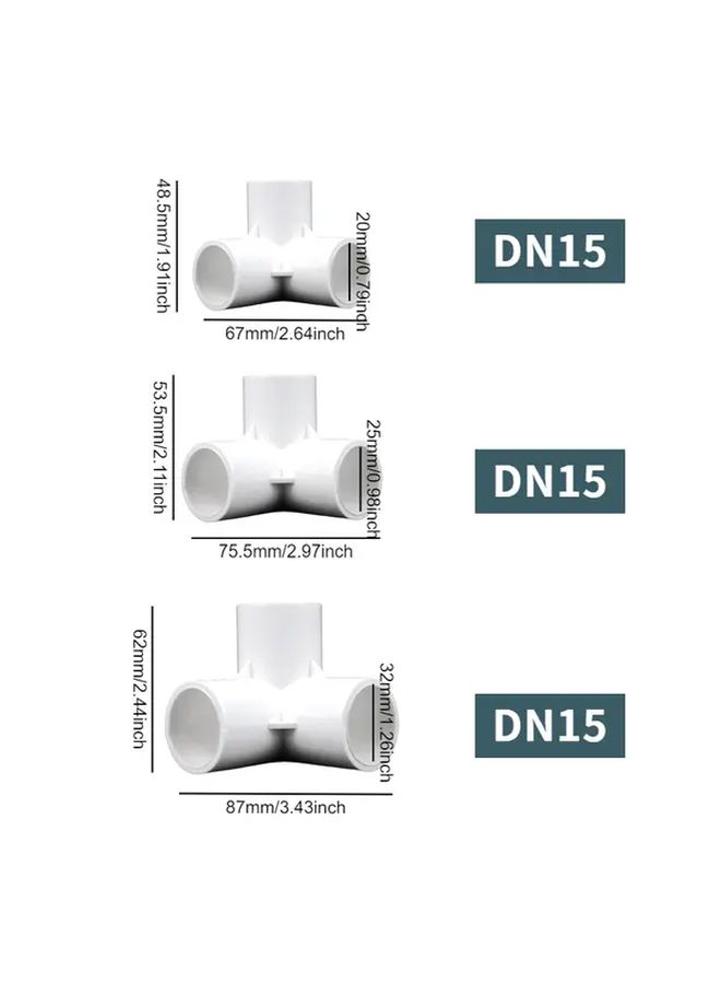 DN15 PVC مجموعة تركيب أنابيب إمداد المياه البلاستيكية 4 قطع 3D خمسة اتجاهات أربعة اتجاهات رفوف زاوية مقاومة للحريق مقاومة للتآكل قابلة للطلاء - Image 5