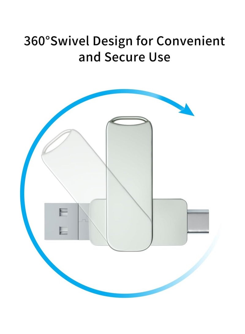 USB Flash Drive 512GB USB 3.0 Flash Drive for iPhone 4 in 1 Type-c Thumb Drive USB Stick Phone Photo Storage Memory Stick External Storage Compatible for iPhone PC iPad More Device - Image 2