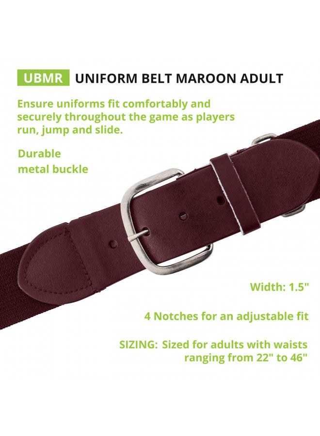 Champion Sports Champion Sports Baseball/Softball Uniform Belt - Comfort Stretch Fit Uniform Belt - Durable Syntex Tab - Adult: 22"-46" - Maroon - Image 2