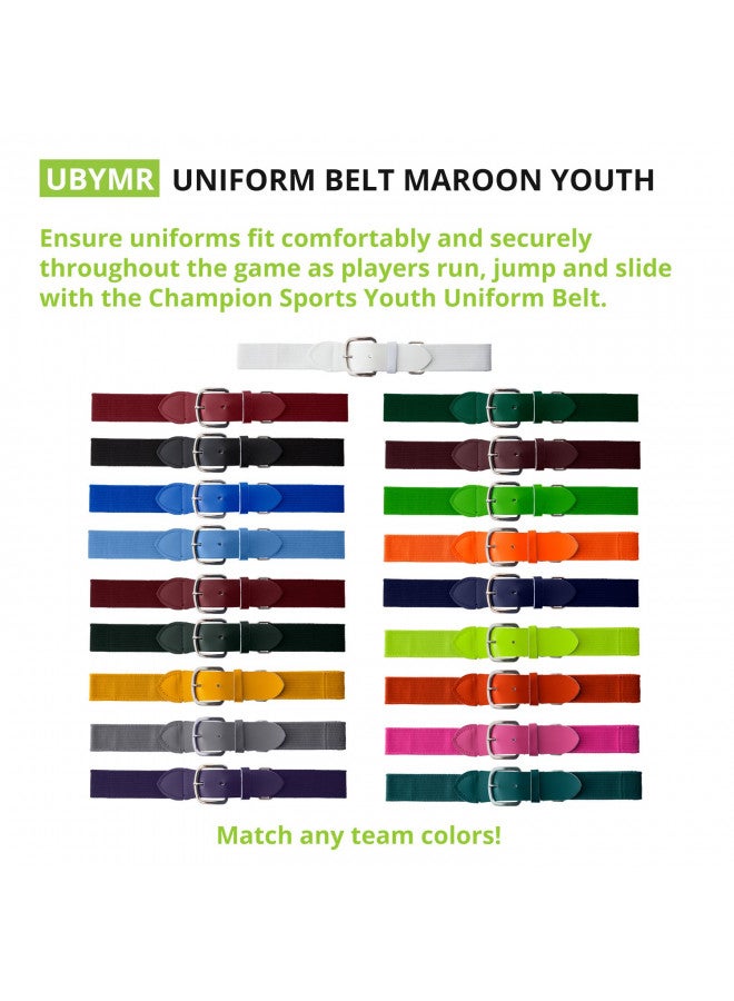 Champion Sports Champion Sports Baseball/Softball Uniform Belt - Comfort Stretch Fit Uniform Belt - Durable Syntex Tab - Adult: 22"-46" - Maroon - Image 3