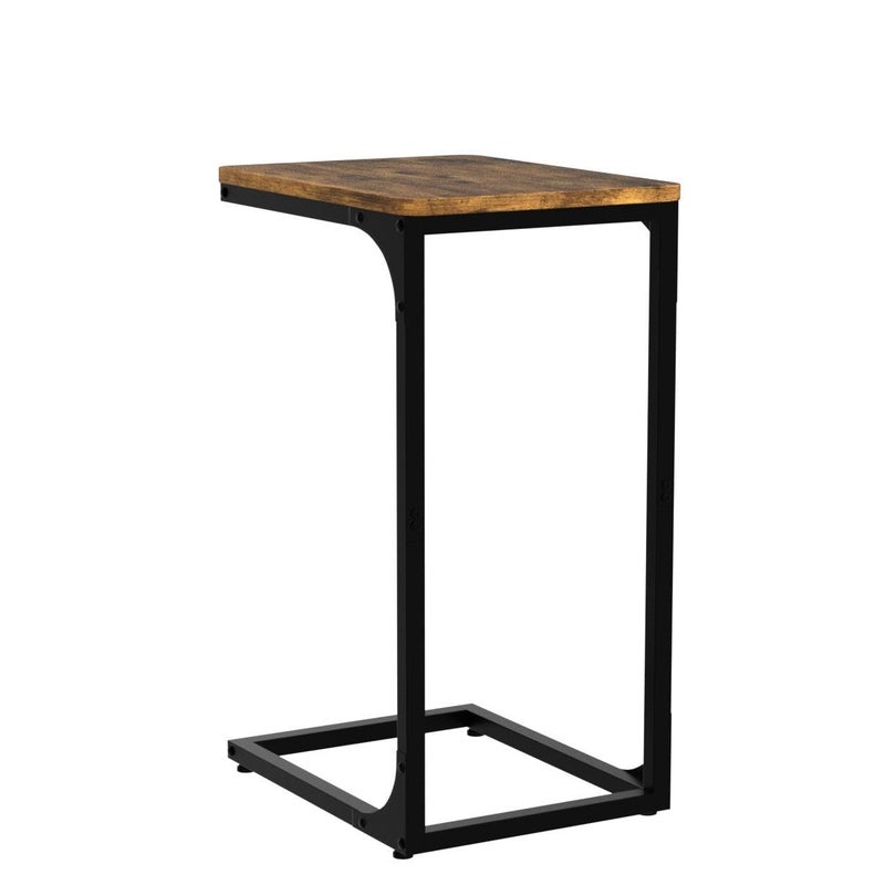 QEEIG C Table Side Table Set of 2 Living Room Sets C Shaped Couch Tray End Tables Farmhouse, Rustic Brown (017-30BN) - Image 4
