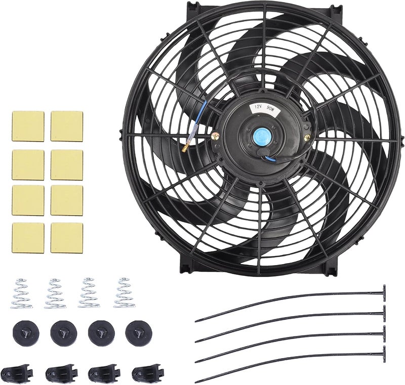 GESEXI 14 Inch Slim Push Pull Electric Radiator Cooling Fan with Mounting Kit - 12V 90W - Image 1
