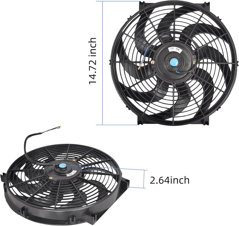 GESEXI 14 Inch Slim Push Pull Electric Radiator Cooling Fan with Mounting Kit - 12V 90W - Image 4