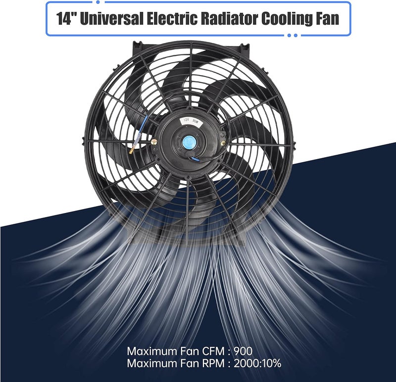 GESEXI 14 Inch Slim Push Pull Electric Radiator Cooling Fan with Mounting Kit - 12V 90W - Image 5
