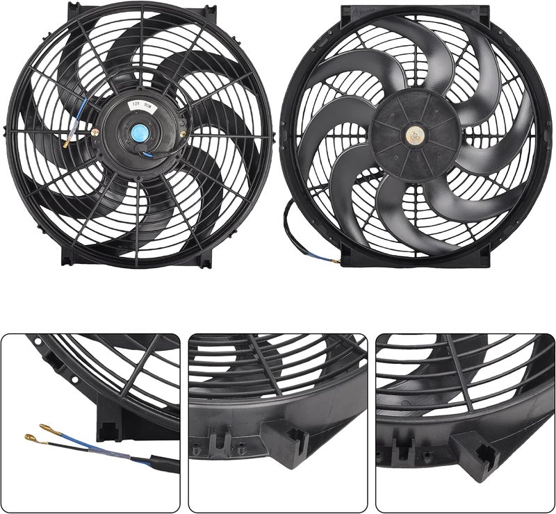 GESEXI 14 Inch Slim Push Pull Electric Radiator Cooling Fan with Mounting Kit - 12V 90W - Image 3