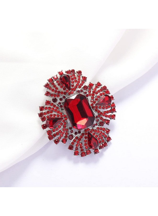 YOQUCOL Vintage Red Austrian Crystal Rhinestone Cross Flowers Shaped Brooch Pin Elegant Jewelry For Women - Image 4