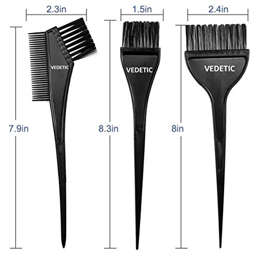 VEDETIC® Plastic Dye Brush and Mixing Bowl Hair Colouring Kit - Includes Hair Dye Bowl and 3 Brushes in Black - 4 Pieces, 200 Ml - Image 4