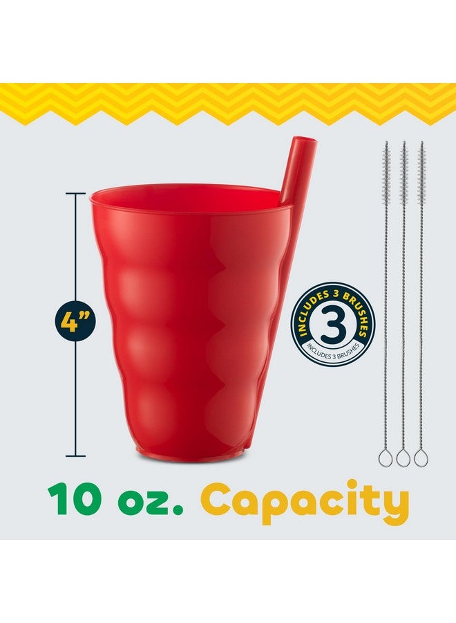 JoyServe Kids Straw Cups - (Set of 6) 10oz Tumbler w/Built-In Straws for Everyday Use, Stackable BPA-Free Plastic Sip-A-Cup Drink Tumblers for Water, Juice, Milk, Dishwasher Safe, Neon Colors - Image 2