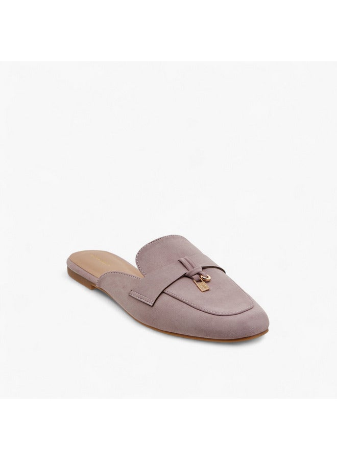 Flora Bella By Shoexpress Women Solid Slip-On Mules with Metal Accent  - Image 2