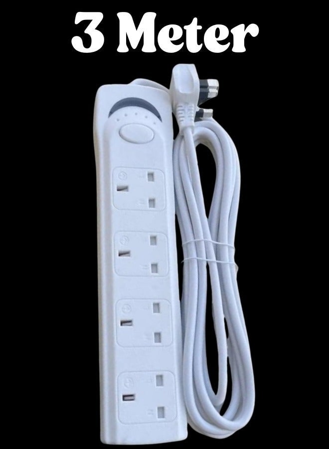 Best شريط الطاقة الأفضل من 3M مع سلك تمديد 4-way بطول 3 متر، 4 مآخذ، سلك تمديد للطاقة للمنزل، المكتب، المطبخ والسفر، (أبيض) (3 متر) - Image 1