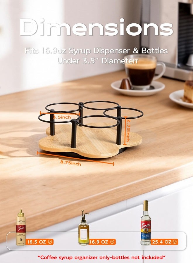 IntreLife Rotating Coffee Syrup Organizer, Syrup Bottle Holder for Coffee Syrup Dispenser 16.9oz, Bamboo Coffee Syrup Rack for Coffee Bar Station Countertop, Coffee Bar Accessories(Syrup Rack Only) - Image 3