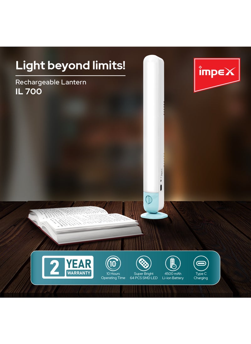 Impex Rechargeable LED Lantern with 64 PCS 0.5W SMD LED, 4500mAh Li-ion Battery, Light Dimmer, Charge Indicator, 6V DC Socket, 12 Hours Charging Time, 5-10 Hours Working Time, 10000 Hours LED Lifetime -  IL 700  - Image 2