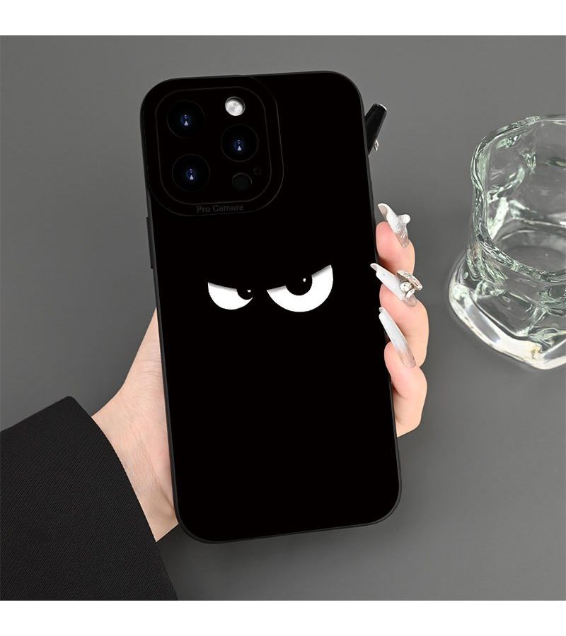 حافظة هاتف سوداء غير لامعة لـ iPhone 15 Pro Max بتصميم عيون غاضبة، غير قابلة للانزلاق، مقاومة للسقوط، غلاف حماية عالي الجودة. - Image 5