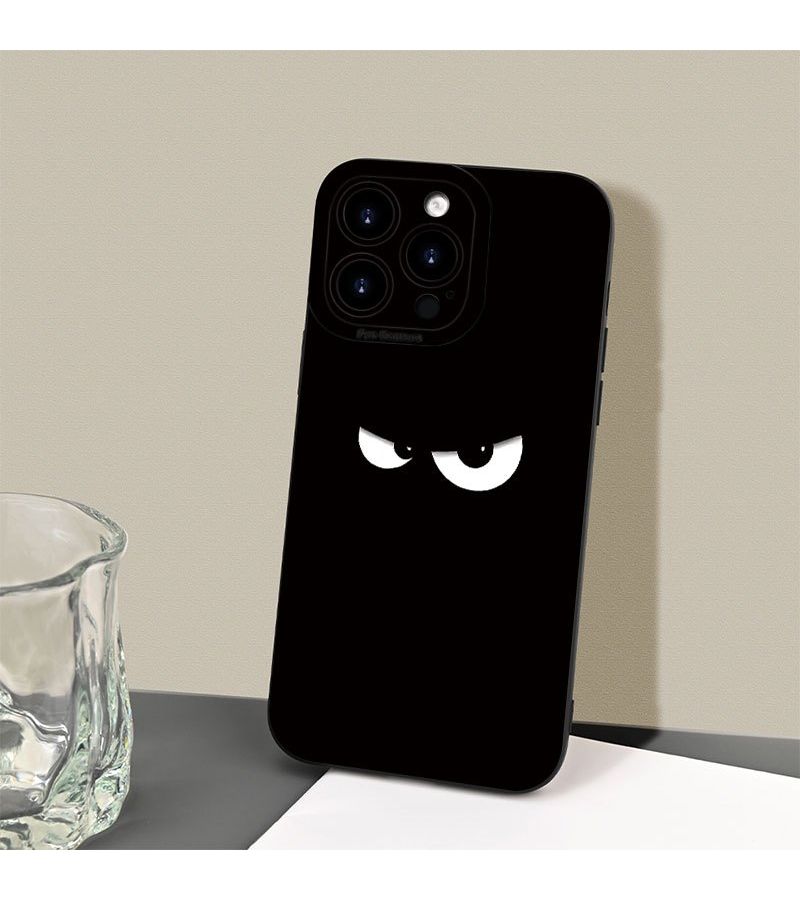 حافظة هاتف سوداء غير لامعة لـ iPhone 15 Pro Max بتصميم عيون غاضبة، غير قابلة للانزلاق، مقاومة للسقوط، غلاف حماية عالي الجودة. - Image 3