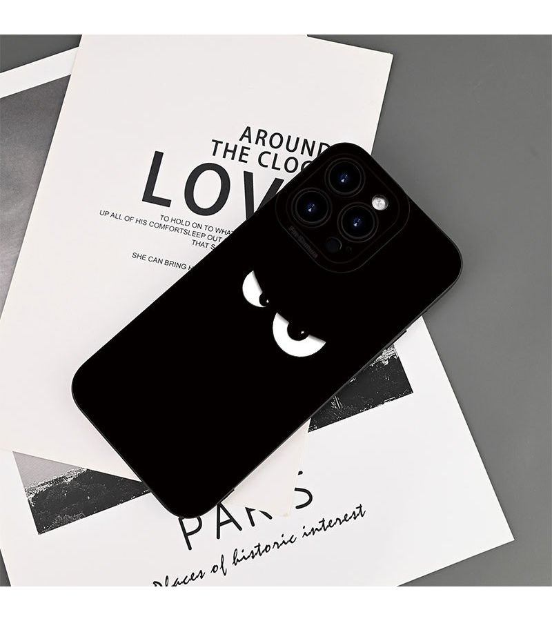 حافظة هاتف سوداء غير لامعة لـ iPhone 15 Pro Max بتصميم عيون غاضبة، غير قابلة للانزلاق، مقاومة للسقوط، غلاف حماية عالي الجودة. - Image 2