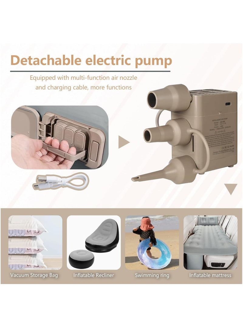 ET-LIFE Car Air Mattress - Upgraded Built-in Automatic Air Pump for Rapid Inflation and Deflation, Portable Foldable SUV Air Mattress for Camping, Vacation, Outdoor, Sleeping, Car Bed Back Seat Load Up to 330lbs, Black - Image 2