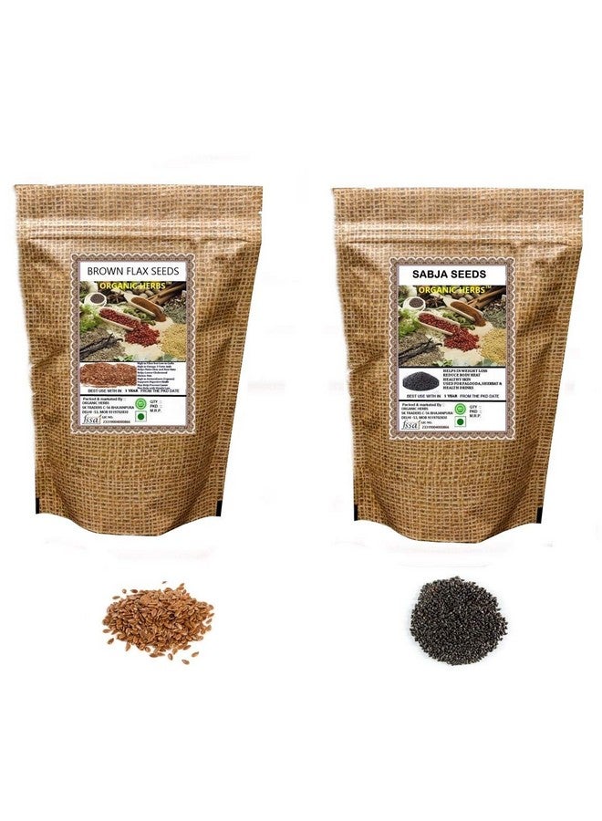 Organic Herbs ORGANIC HERBS PREMIUM RAW BROWN FLAX & SABJA SEEDS (100 GM EACH)  - Image 1