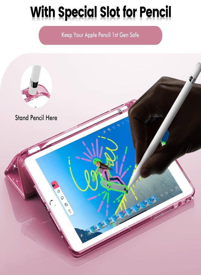 إنفيلاند جراب INFILAND لجهاز iPad الجيل السادس/الخامس 9.7 بوصة 2018/2017، وجهاز iPad Air 2 / Air 1st، غطاء حماية شفاف لامع لطيف للأطفال والفتيات والسيدات، مع حامل قلم (وردي) - Image 5