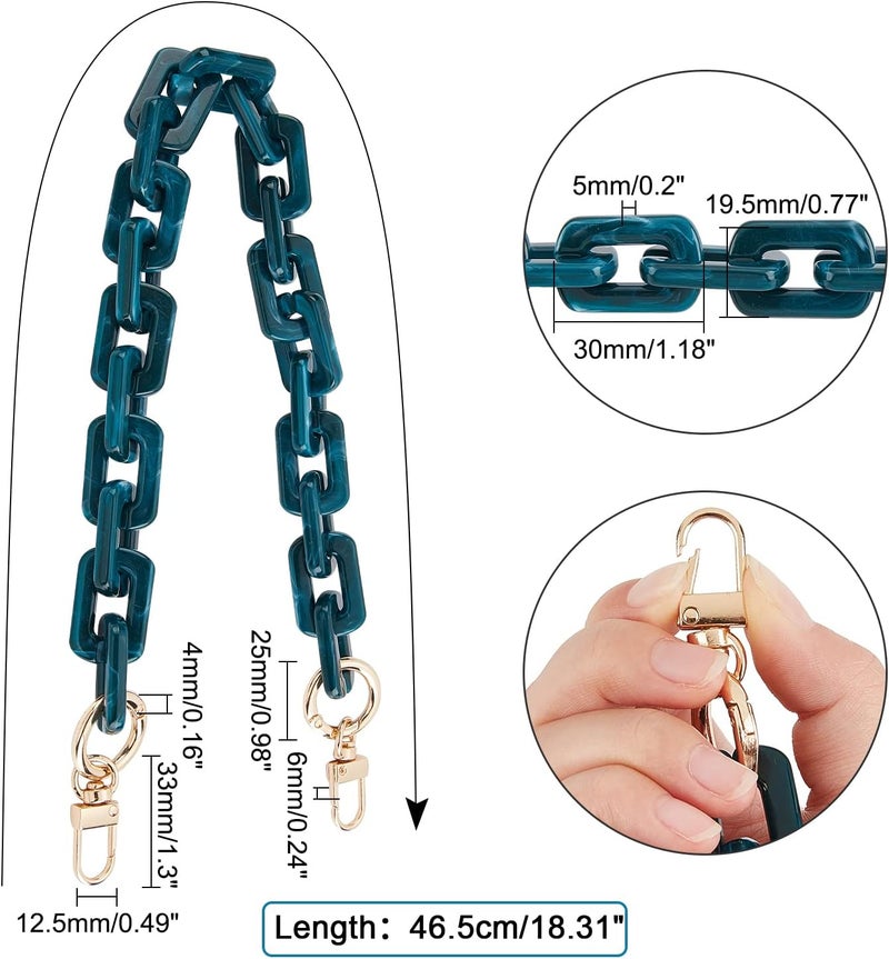 comfrt Acrylic Purse Chain Handle, 18.3 Inch Thick Resin Handbag Chain Strap Replacement Shoulder Strap Clutches Short Bag Handles Purse Making Decoration Chain Accessories (Dark Green) - Image 2