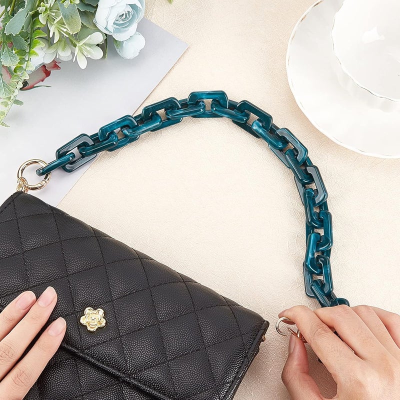 comfrt Acrylic Purse Chain Handle, 18.3 Inch Thick Resin Handbag Chain Strap Replacement Shoulder Strap Clutches Short Bag Handles Purse Making Decoration Chain Accessories (Dark Green) - Image 4
