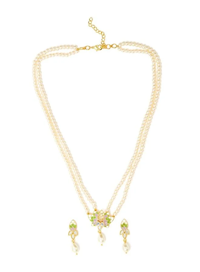 VOYLLA Festive Hues Pearl Multi Colour Jewellery Set
