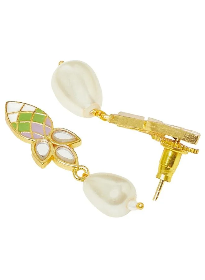 VOYLLA Festive Hues Pearl Multi Colour Jewellery Set