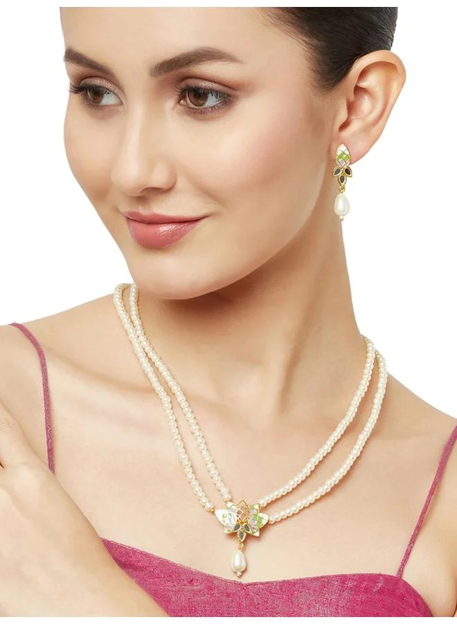 VOYLLA Festive Hues Pearl Multi Colour Jewellery Set