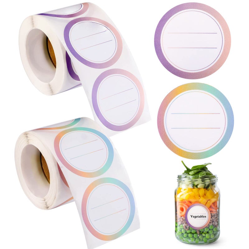 Marspark 600 Pieces 2 Rolls Canning Jar Labels  Round Mason Sticker for Ball Jars Colorful Removable 2Inch Labels for Jelly Homemade Food Containers and Canning Lids