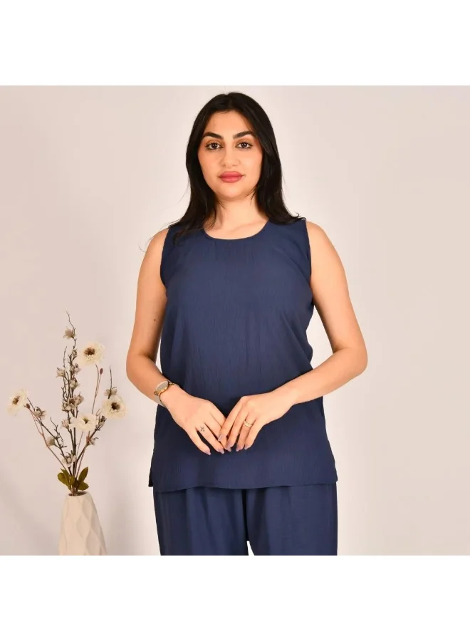 lamha abaya Navy blue sleeveless suit