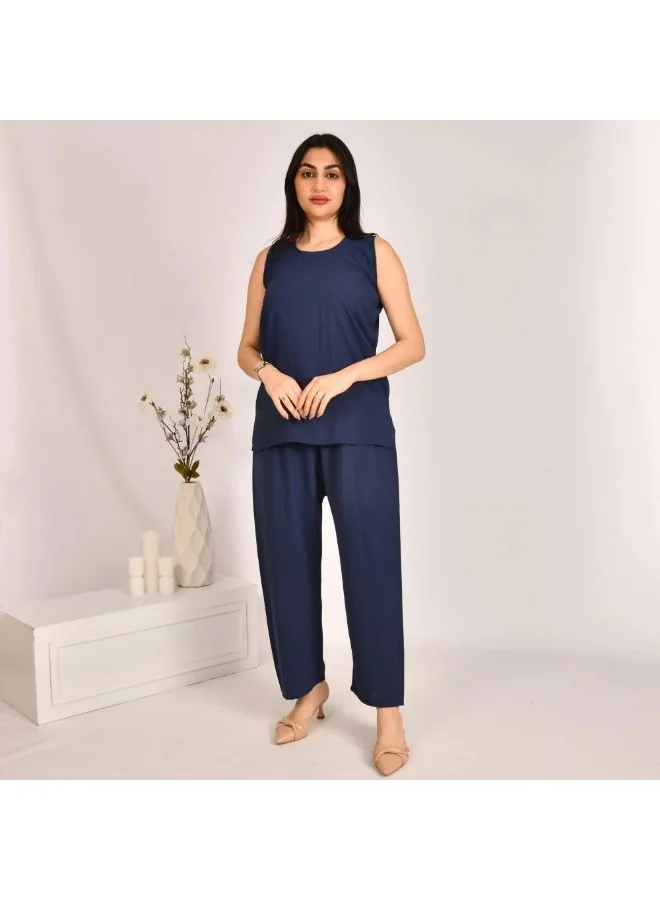 lamha abaya Navy blue sleeveless suit