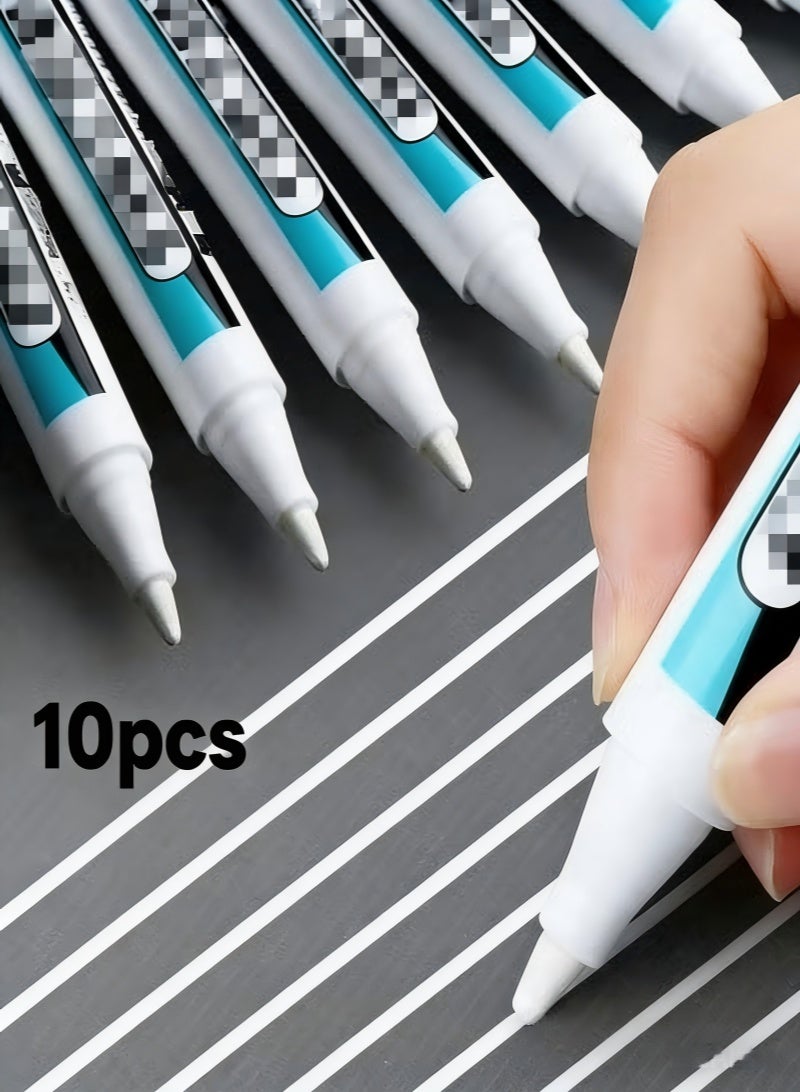 10 عبوات قلم تحديد أبيض، قلم تحديد طلاء أبيض برأس رفيع للغاية 1 مم، دائم للصخور الخشبية، البلاستيك، الجلد، الزجاج، الحجر، المعدن، القماش، السيراميك، القماش، الإطارات، مقاوم للماء، زيتي، سريع الجفاف، قلم تحديد مضاد للبهتان (أبيض) - Image 1