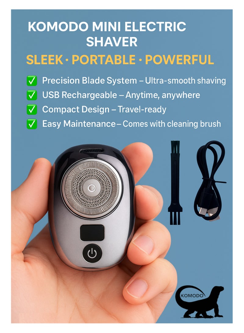 Komodo Mini Electric Shaver – USB Rechargeable Portable Grooming Tool for Men - Image 3