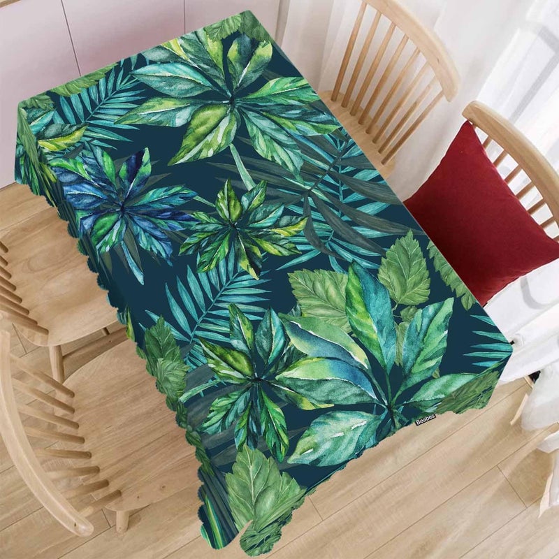 Beabes Tropical Leaves Kitchen Tablecloth Exotic Beach Palm Green Indoor Outdoor Table Cover AntiOil Table Cloths for Wedding Banquet Dinner Tablecloths 52x70 Inch46 Seats - Image 2