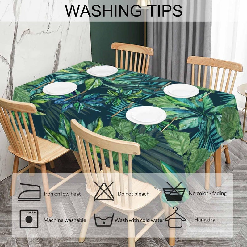 Beabes Tropical Leaves Kitchen Tablecloth Exotic Beach Palm Green Indoor Outdoor Table Cover AntiOil Table Cloths for Wedding Banquet Dinner Tablecloths 52x70 Inch46 Seats - Image 5