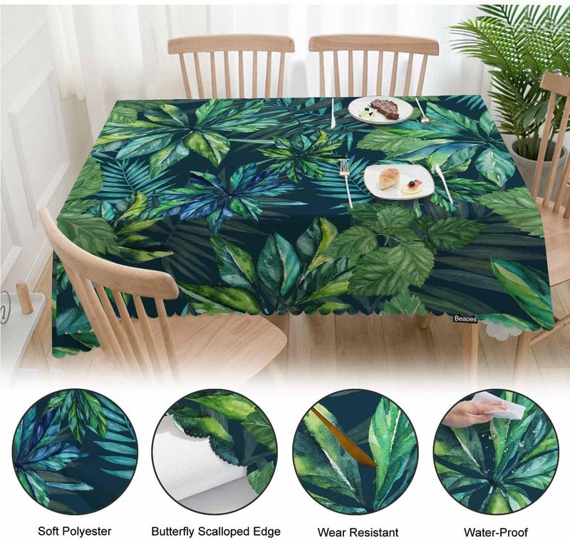 Beabes Tropical Leaves Kitchen Tablecloth Exotic Beach Palm Green Indoor Outdoor Table Cover AntiOil Table Cloths for Wedding Banquet Dinner Tablecloths 52x70 Inch46 Seats - Image 4