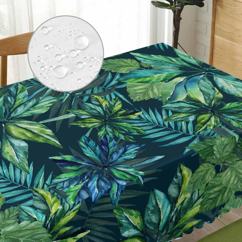 Beabes Tropical Leaves Kitchen Tablecloth Exotic Beach Palm Green Indoor Outdoor Table Cover AntiOil Table Cloths for Wedding Banquet Dinner Tablecloths 52x70 Inch46 Seats - Image 3