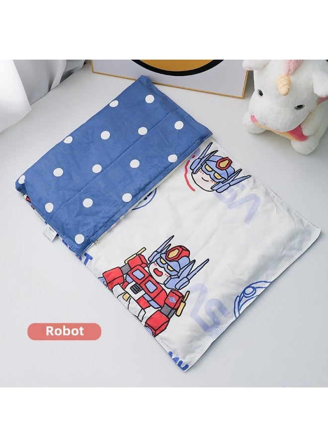 # Kindergarten Mattress Cover Pure Cotton Cartoon Cotton Mattress Cover Cotton Soft Cushion Quilt Cover Zipper Cover-Color:Robot [60-count Type A Quilt Cover]-Specifications:120x65cm - Image 1